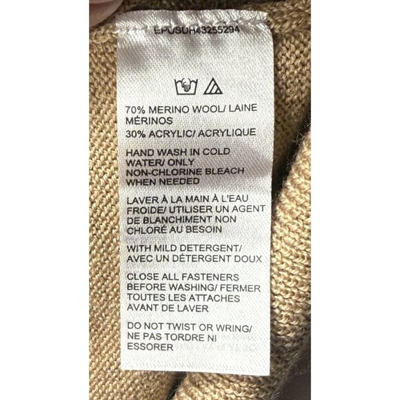 Saks Fifth Avenue Men's Camel Tan Beige Wool Blend 1/4 Zip Pullover Sweater Sz L - Picture 5 of 10